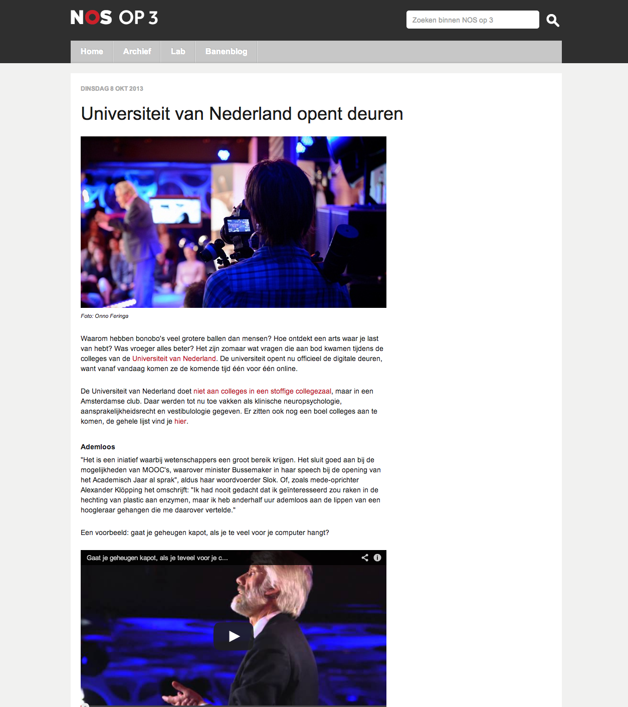 20131008 NOS op 3   Universiteit van Nederland opent deuren